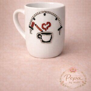 ✨ Handmade Rhinestone Coffee Mug – UV Resin Sealed ✨